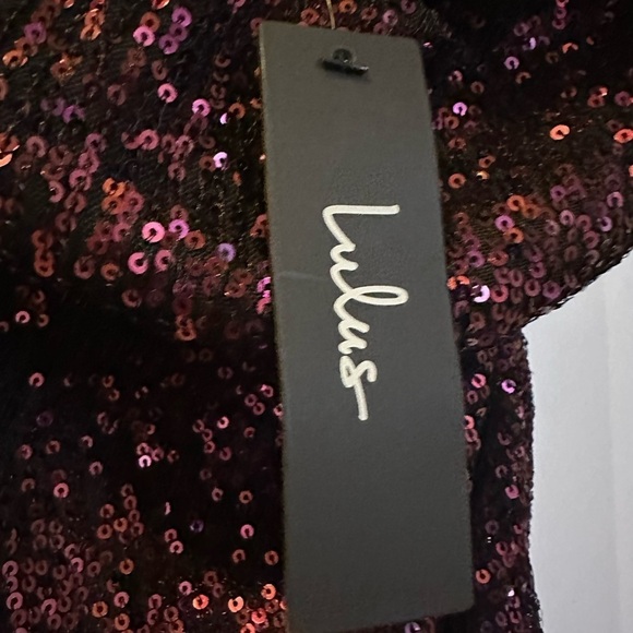 Lulus sequin purple dress asymmetrical‎ hem strapless XS NWT whimsigoth - Picture 5 of 7